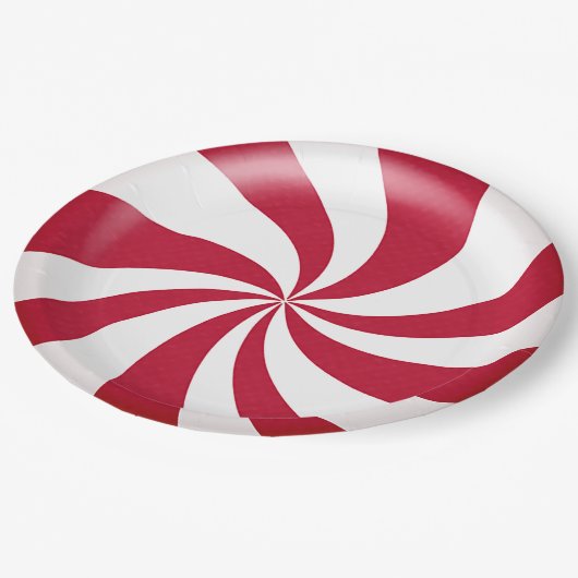 Weihnachts Peppermint Candy Pappteller (Schrägansicht)