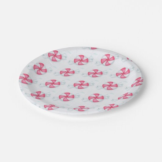 Weihnachts Peppermint Candy Pappteller (Schrägansicht)