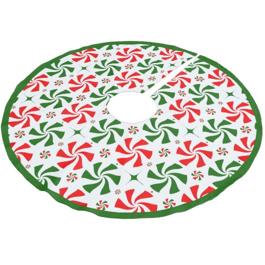 Weihnachts Peppermint Candy Polyester Weihnachtsbaumdecke (Schrägansicht)