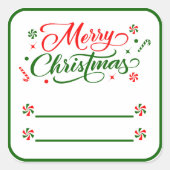 Weihnachts Peppermint Candy Quadratischer Aufkleber (Vorderseite)