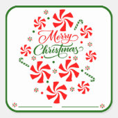 Weihnachts Peppermint Candy Quadratischer Aufkleber (Vorderseite)