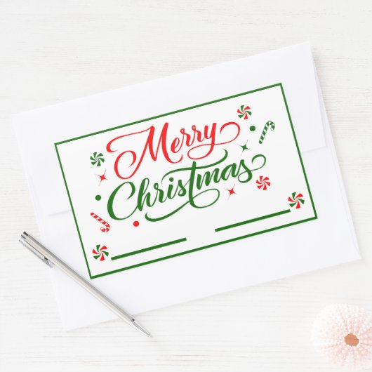 Weihnachts Peppermint Candy Rechteckiger Aufkleber (Umschlag)