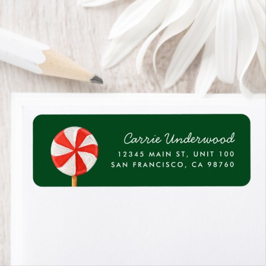 Weihnachts Peppermint Candy Return Address Label (Insitu)