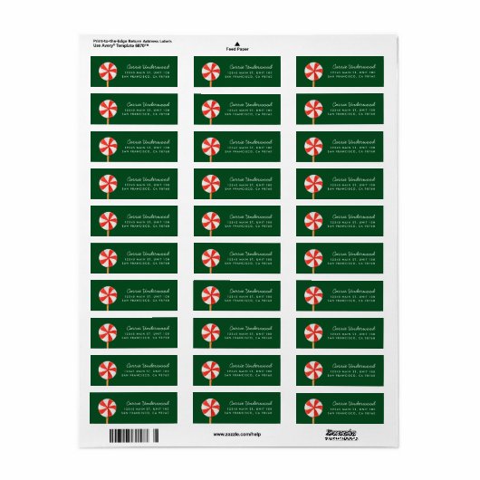 Weihnachts Peppermint Candy Return Address Label (Vorne)