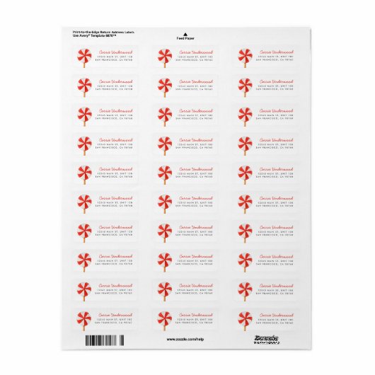 Weihnachts Peppermint Candy Return Address Label (Vorne)
