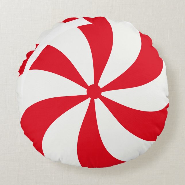 Weihnachts Peppermint Candy Round Holiday Rundes Kissen (Vorderseite)