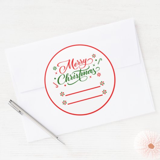 Weihnachts Peppermint Candy Runder Aufkleber (Umschlag)