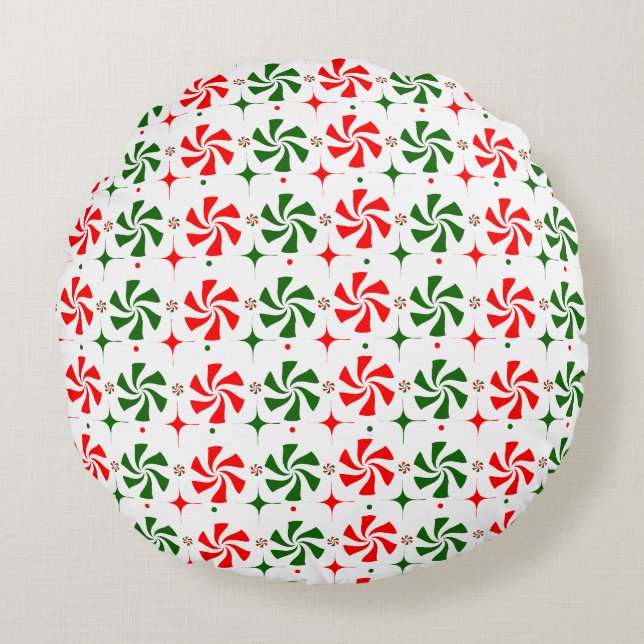 Weihnachts Peppermint Candy Rundes Kissen (Vorderseite)