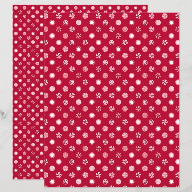 Weihnachts Peppermint Candy Scrapbook Paper (Vorne/Hinten)