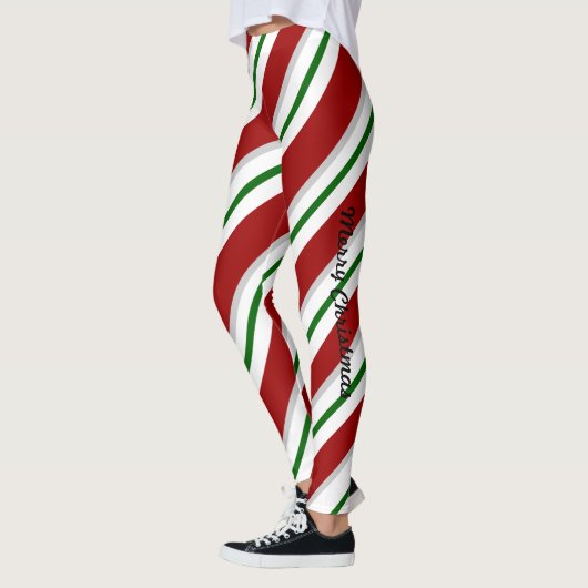 Weihnachts Peppermint Candy Stripe Leggings Pants (Links)