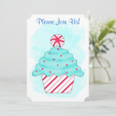 Weihnachts Peppermint Cupcake Coffee Dessert Party Einladung (Stehend Vorderseite)
