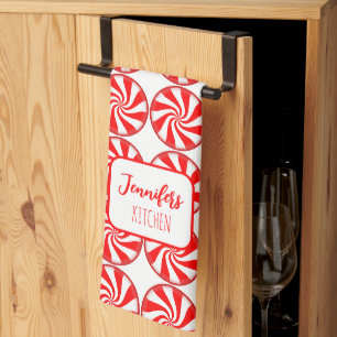 Weihnachts Peppermint Küchentücher Personalisiert