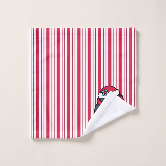 Weihnachts Peppermint Pinguin Handtuch Set (Waschlappen)