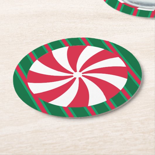 Weihnachts-Peppermint Runder Pappuntersetzer (Angewinkelt)