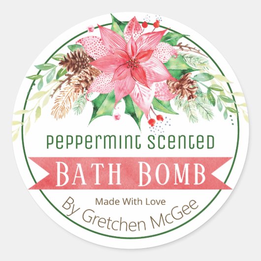 Weihnachts Peppermint Scented Bath Bomb Labels Runder Aufkleber (Vorderseite)
