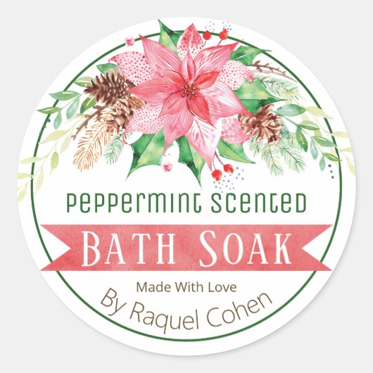 Weihnachts Peppermint Scented Bath Soak Labels Runder Aufkleber (Vorderseite)