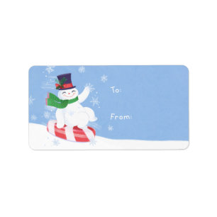 Weihnachts Peppermint Snowman Sticker Geschenk Tag Adressaufkleber