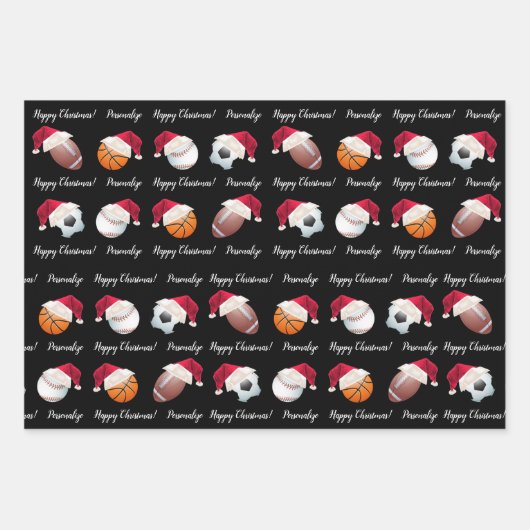 Weihnachts Personalisiert Baller Sports Wrapping P Geschenkpapier Set (Vorderseite 2)