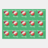 Weihnachts Personalisierte Cricket Ball Santa Geschenkpapier Set (Vorderseite 3)