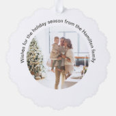 Weihnachts-Personalisierte Foto Kranz und Typograf Ornament Karte (Rückseite)