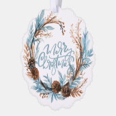 Weihnachts-Personalisierte Foto Kranz und Typograf Ornament Karte (Links)