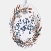 Weihnachts-Personalisierte Foto Kranz und Typograf Ornament Karte (Links)