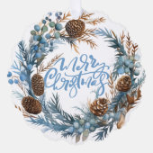 Weihnachts-Personalisierte Foto Kranz und Typograf Ornament Karte (Vorderseite)