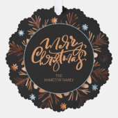 Weihnachts-Personalisierte Foto Kranz und Typograf Ornament Karte (Vorderseite)