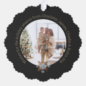 Weihnachts-Personalisierte Foto Kranz und Typograf Ornament Karte (Rückseite)
