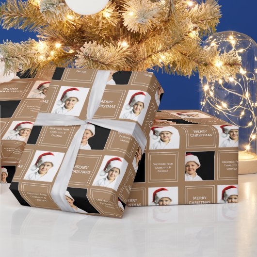Weihnachts Personalisierte Fotovorlage braun Geschenkpapier (Feiertage)