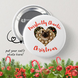 Weihnachts-Personalisierter-Katzen-Herz-Fotorahmen Button