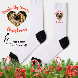 Weihnachts-Personalisierter-Katzen-Herz-Fotorahmen Socken