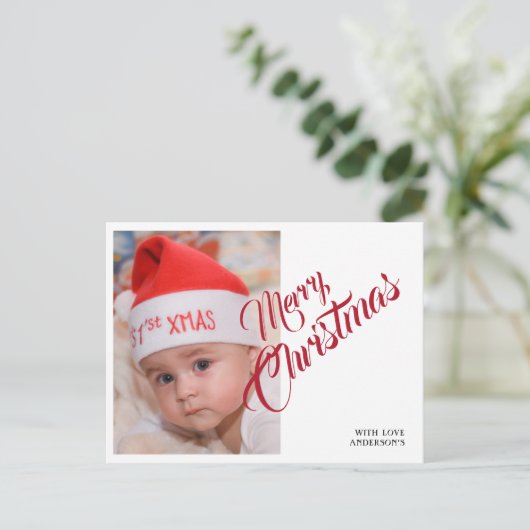Weihnachts Personalisiertes Foto Postkarte (Stehend Vorderseite)