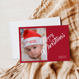 Weihnachts Personalisiertes Foto Rote Postkarte