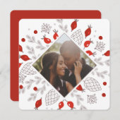 Weihnachts-Personalisiertes Winter-Foliage-Foto Feiertagskarte (Vorne/Hinten)