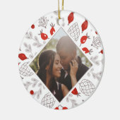 Weihnachts-Personalisiertes Winter-Foliage-Foto Keramik Ornament (Links)