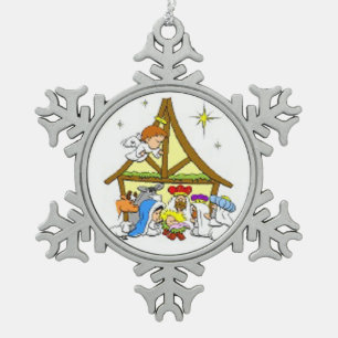 Weihnachts-Peweter Snowflake Ornament/Jesus Schneeflocken Zinn-Ornament