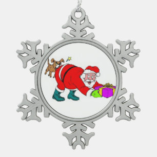 Weihnachts-Peweter Snowflake Ornament/Santa Schneeflocken Zinn-Ornament