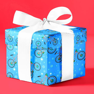 Weihnachts-Pfefferminz-Bonbon-Fahrrad-Schneeflocke Geschenkpapier