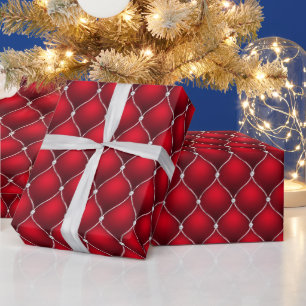 Weihnachts-Pfefferminz Quilted Red Luxe Muster Geschenkpapier
