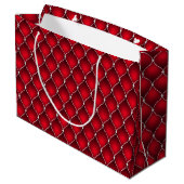 Weihnachts-Pfefferminz | Quilted Red Luxe Muster Große Geschenktüte (Rückseite Schrägansicht)