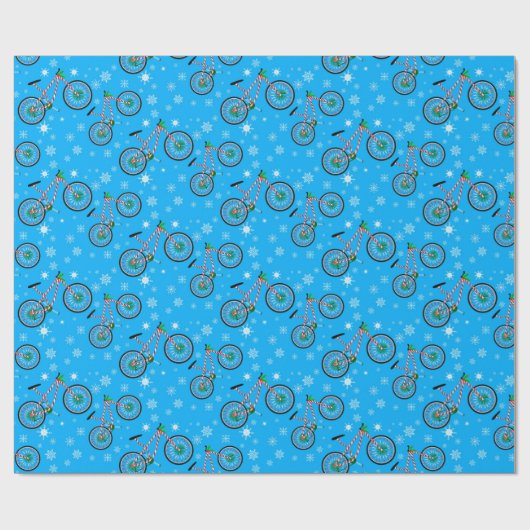 Weihnachts-Pfefferminz-Süßigkeiten-Fahrrad-Schneef Geschenkpapier (Flach)