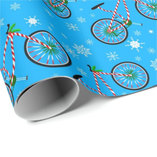 Weihnachts-Pfefferminz-Süßigkeiten-Fahrrad-Schneef Geschenkpapier (Rolleneckpunkt)