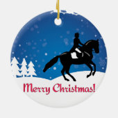 Weihnachts-Pferd Dressage Winter Keramik Ornament (Hinten)