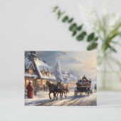 Weihnachts-Pferd-Gezeichnet Beförderungsstraße Feiertagspostkarte (Stehend Vorderseite)