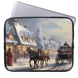 Weihnachts-Pferd-Gezeichnet Beförderungsstraße Laptopschutzhülle