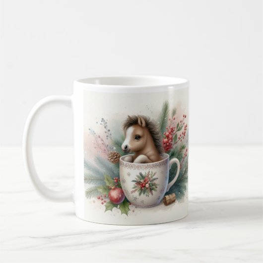 Weihnachts Pferd Kaffeetasse (Links)