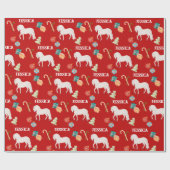 Weihnachts-Pferd Personalisiert Geschenkpapier (Flach)