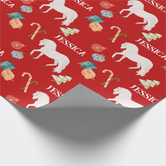 Weihnachts-Pferd Personalisiert Geschenkpapier (Ecke)