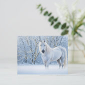 Weihnachts Pferd Schnee Lichter Feiertagspostkarte (Stehend Vorderseite)